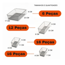 Kit 50 Organizador Multiuso Modular Gavetas Geladeira Acrilico Cristal