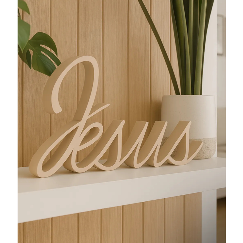 ️️ Escultura Decorativa da Palavra "Jesus" - Fé, Elegância e Design ⛪ ⛪️