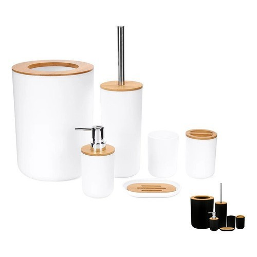 Kits para Banheiro Premium Minimalista| Lixeira, Dispenser, Porta-escova, Copo, + Escova/Saboneteira