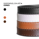 Espelho Redondo Decorativo Adnet Alça Couro Suporte 60cm 50cm 40cm 30cm Sala Quarto Banheiro Hall
